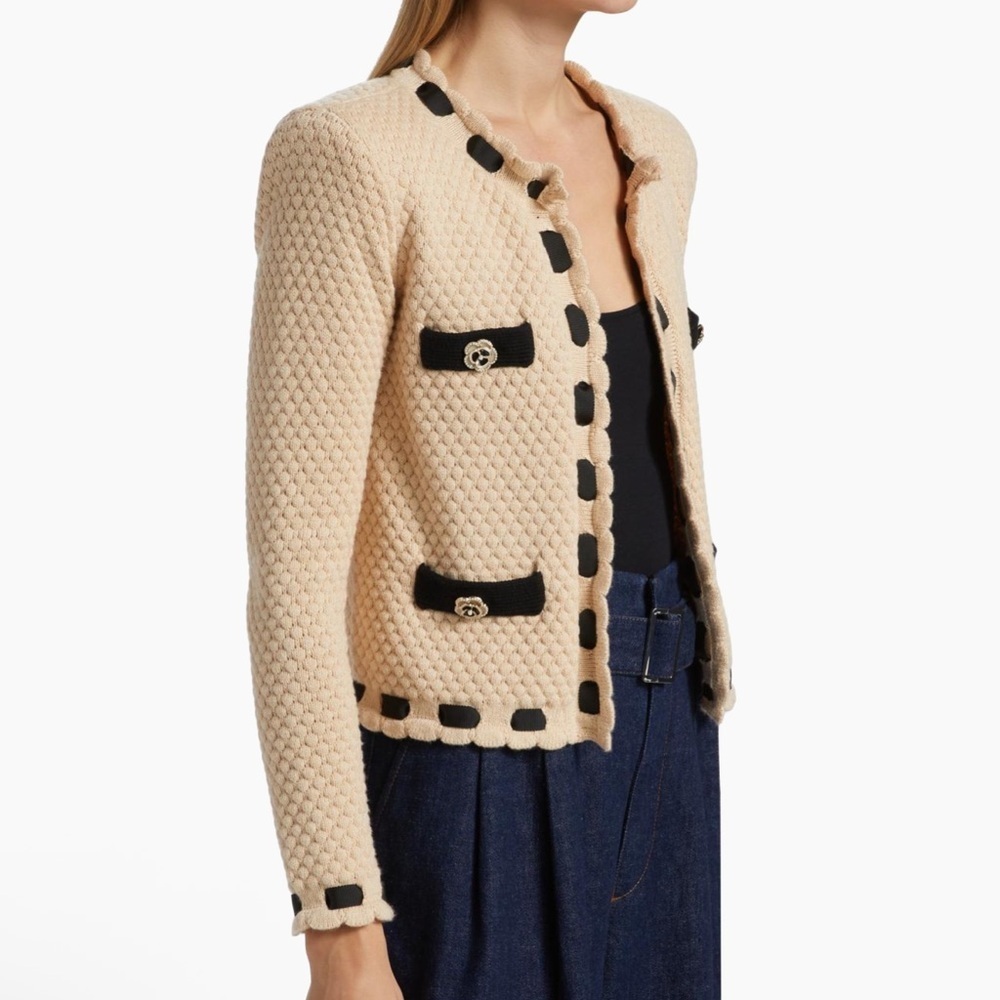 L'AGENCE Cream and Black Cardigan - Picture 3 of 11